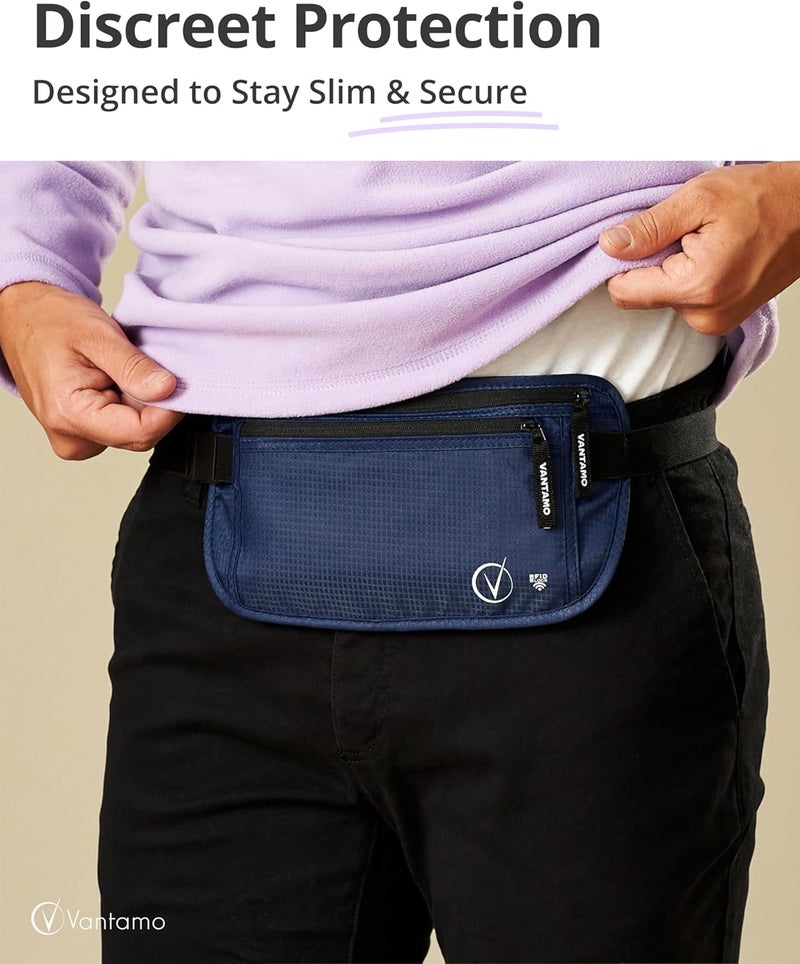 Vantamo Money Belt with RFID For Men & Women, Hidden Passport Holder for Travel, 2 Compartment Travel Fanny Pack for Women Anti Theft - Image 2